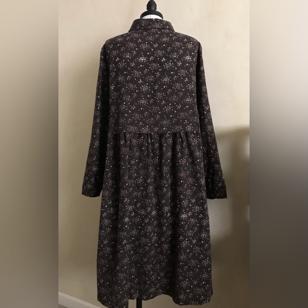 Floral Brown Long Sleeve Flannel Dress - Picture 11 of 11